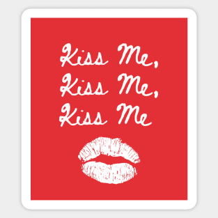 Kiss Me Kiss Me Kiss Me Print Red and White Sticker